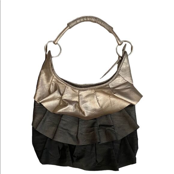 Handbags - Woman’s Vinyl Ruffled Purse 